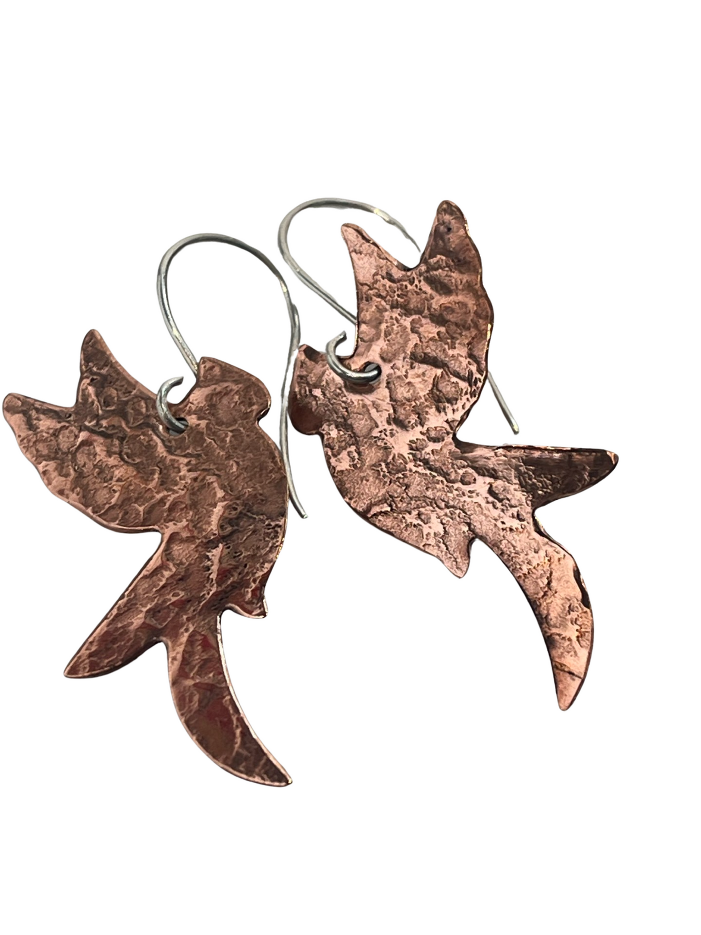 Phoenix Rising Copper Earrings with Sterling Earwires