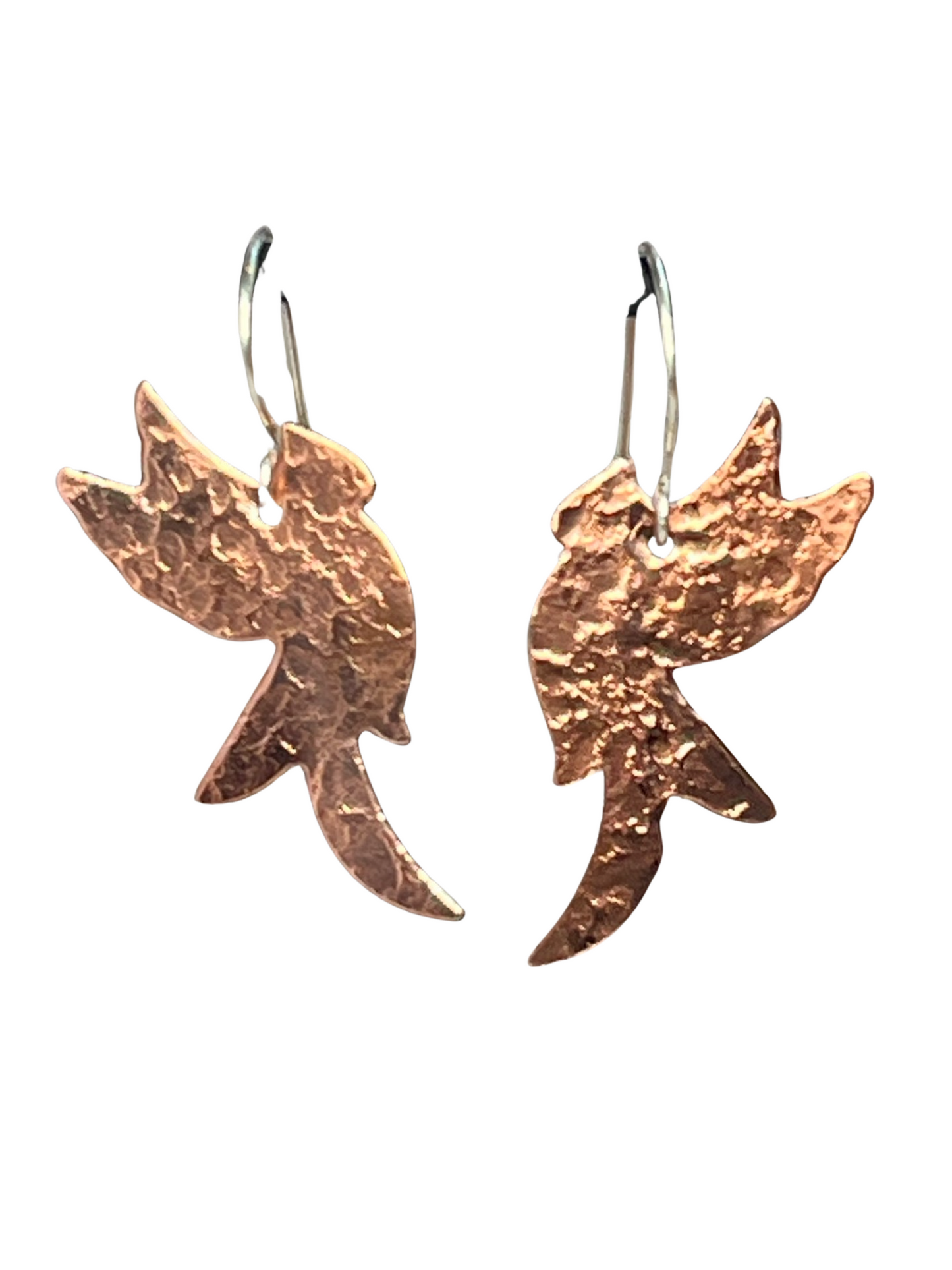 Phoenix Rising Copper Earrings with Sterling Earwires