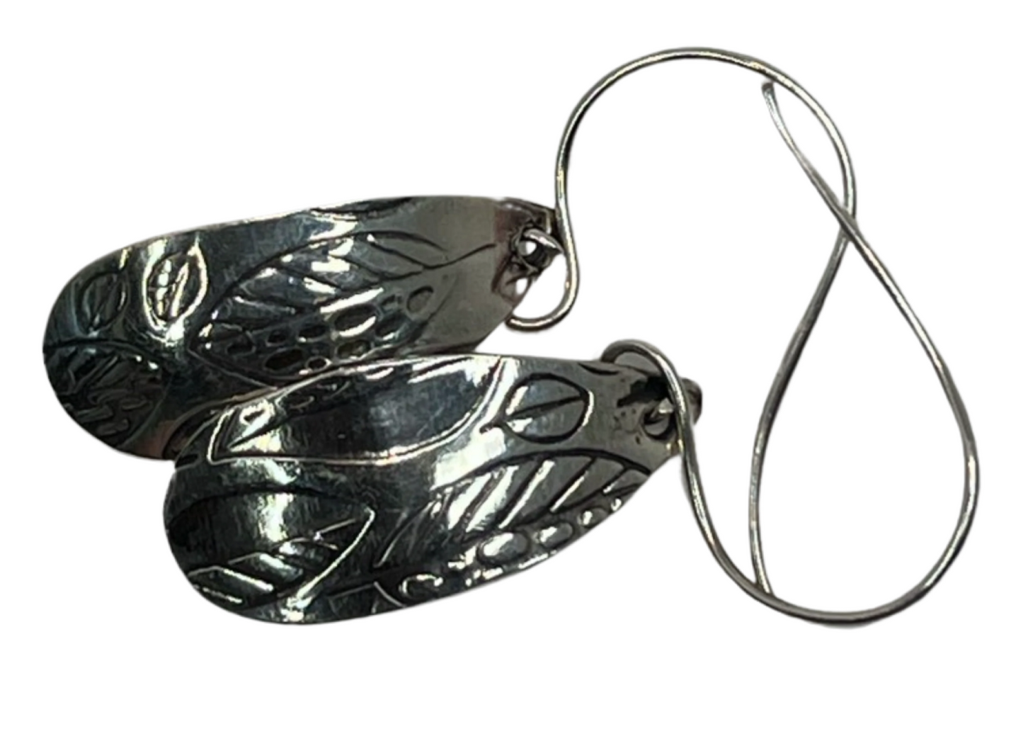 Everyday Leaf Patterned Silver Spoon Earrings