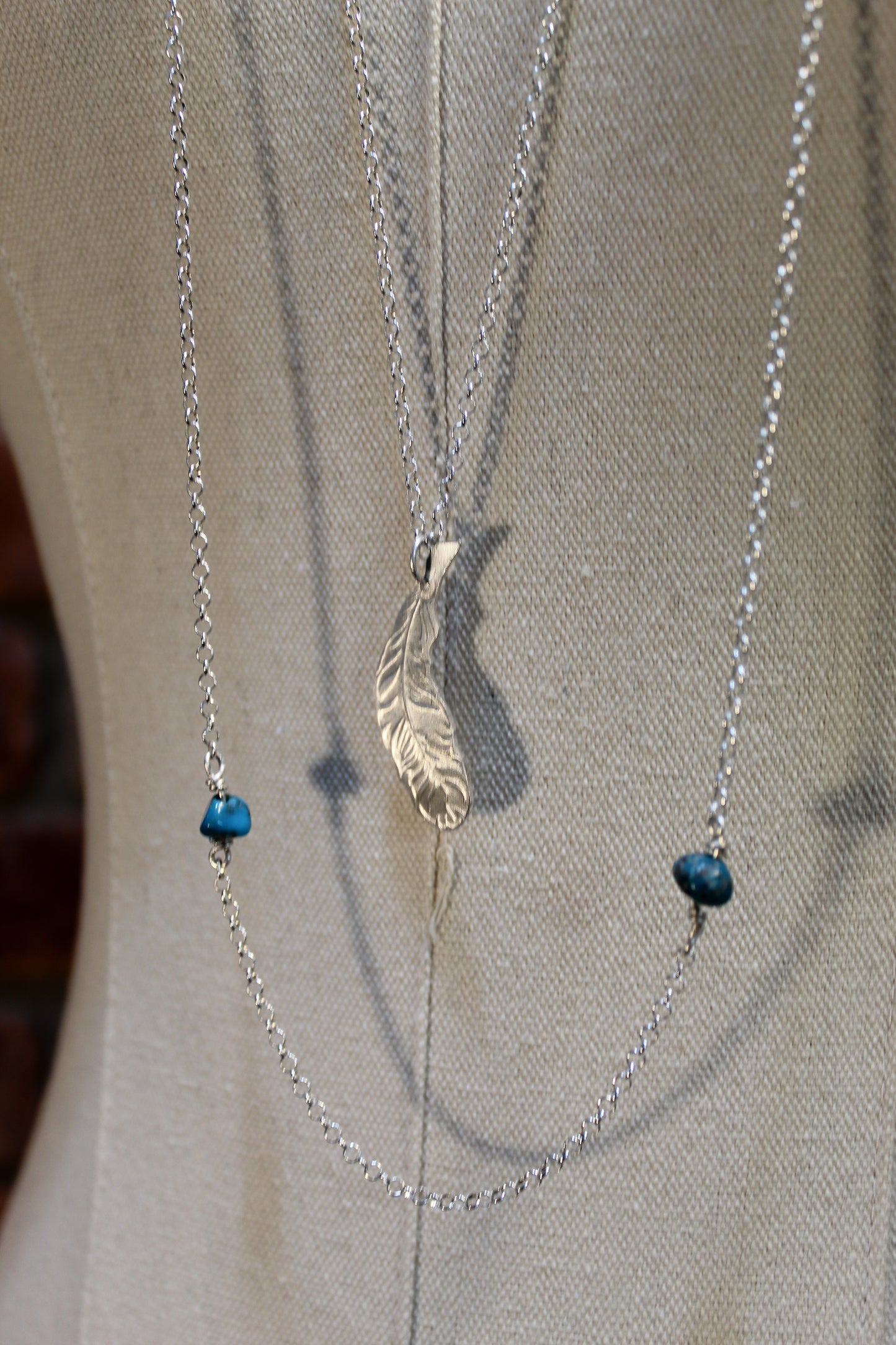 Silver Feather Pendant on Silver Rolo Chain