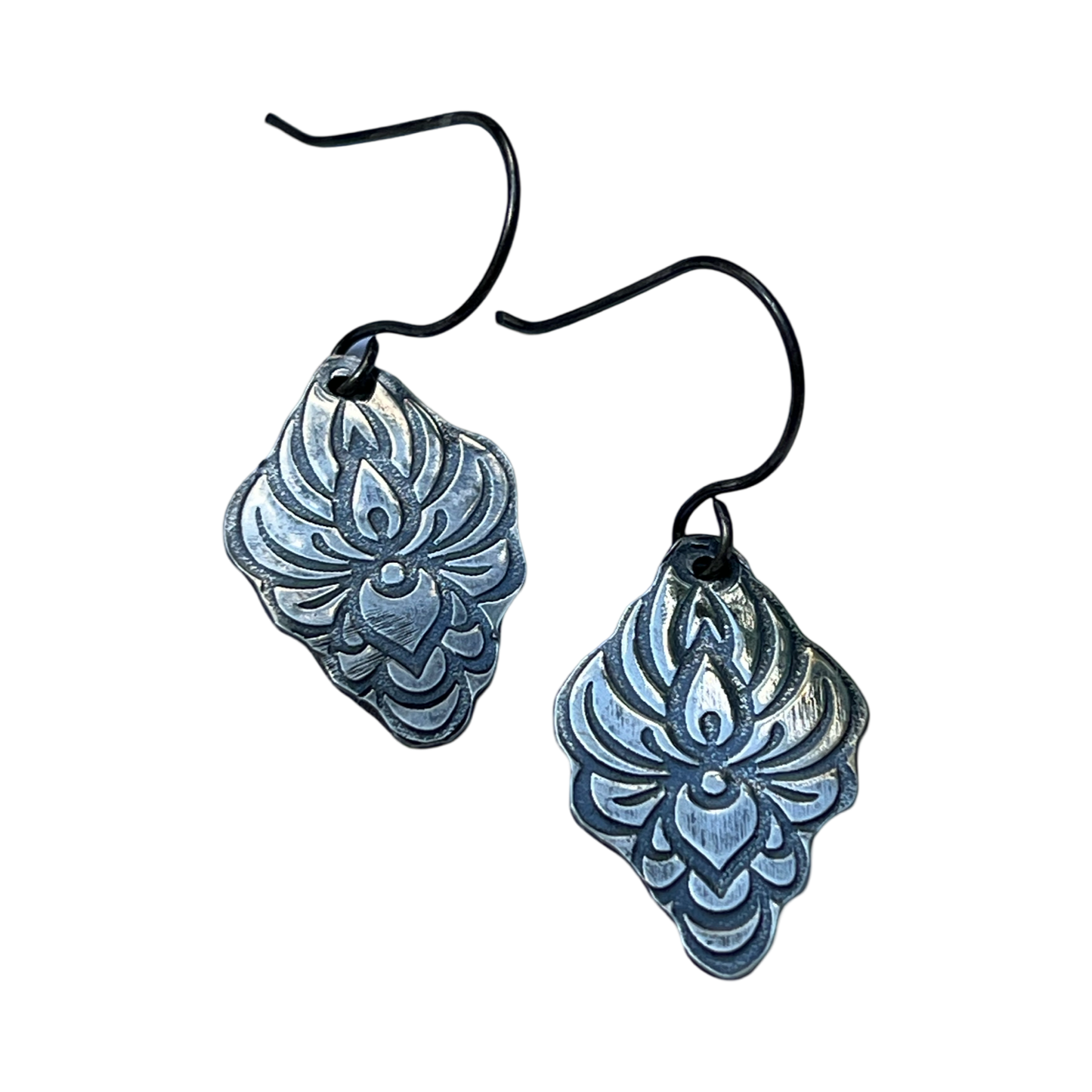 Silver Art Nouveau Boho Flower Earrings