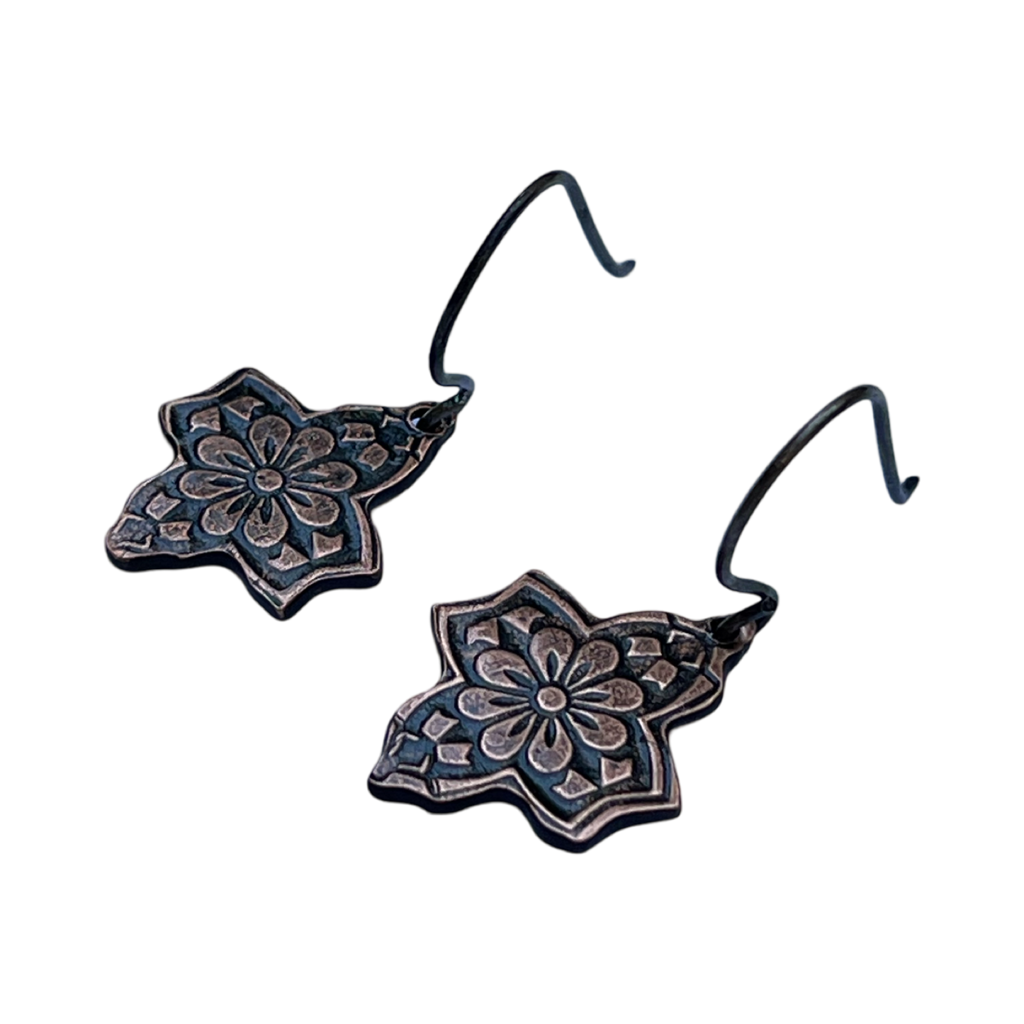 Copper Boho Flower Cross Earrings
