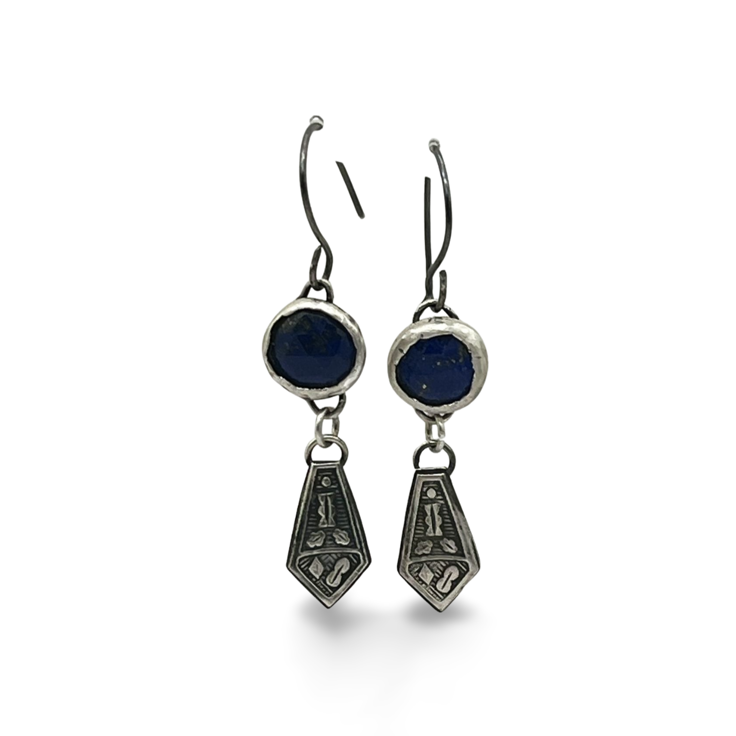 Egyptian Revival Lapis Drop Earrings