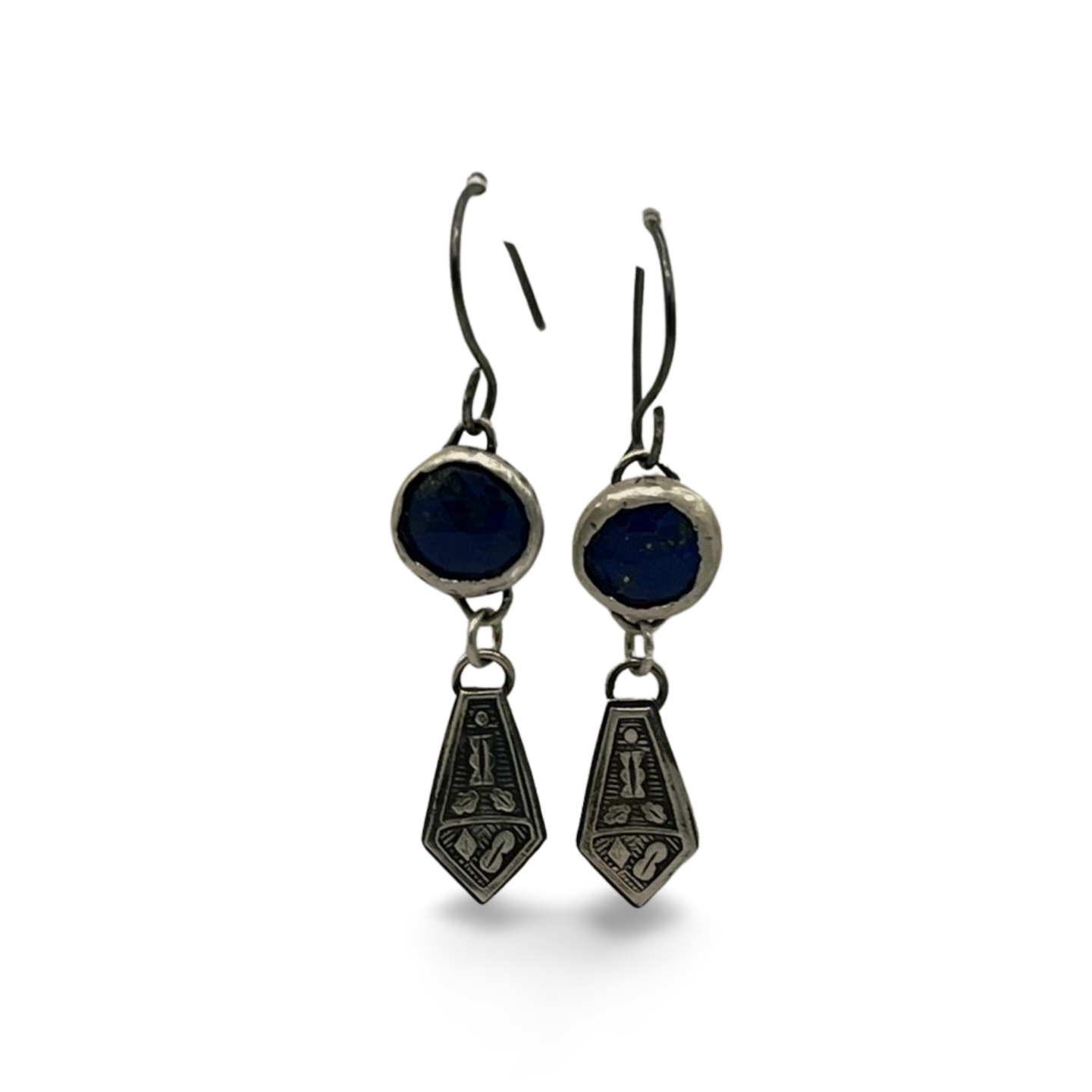 Egyptian Revival Lapis Drop Earrings