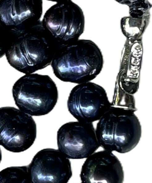 Midnight Blue Freshwater Pearl Choker, 17"