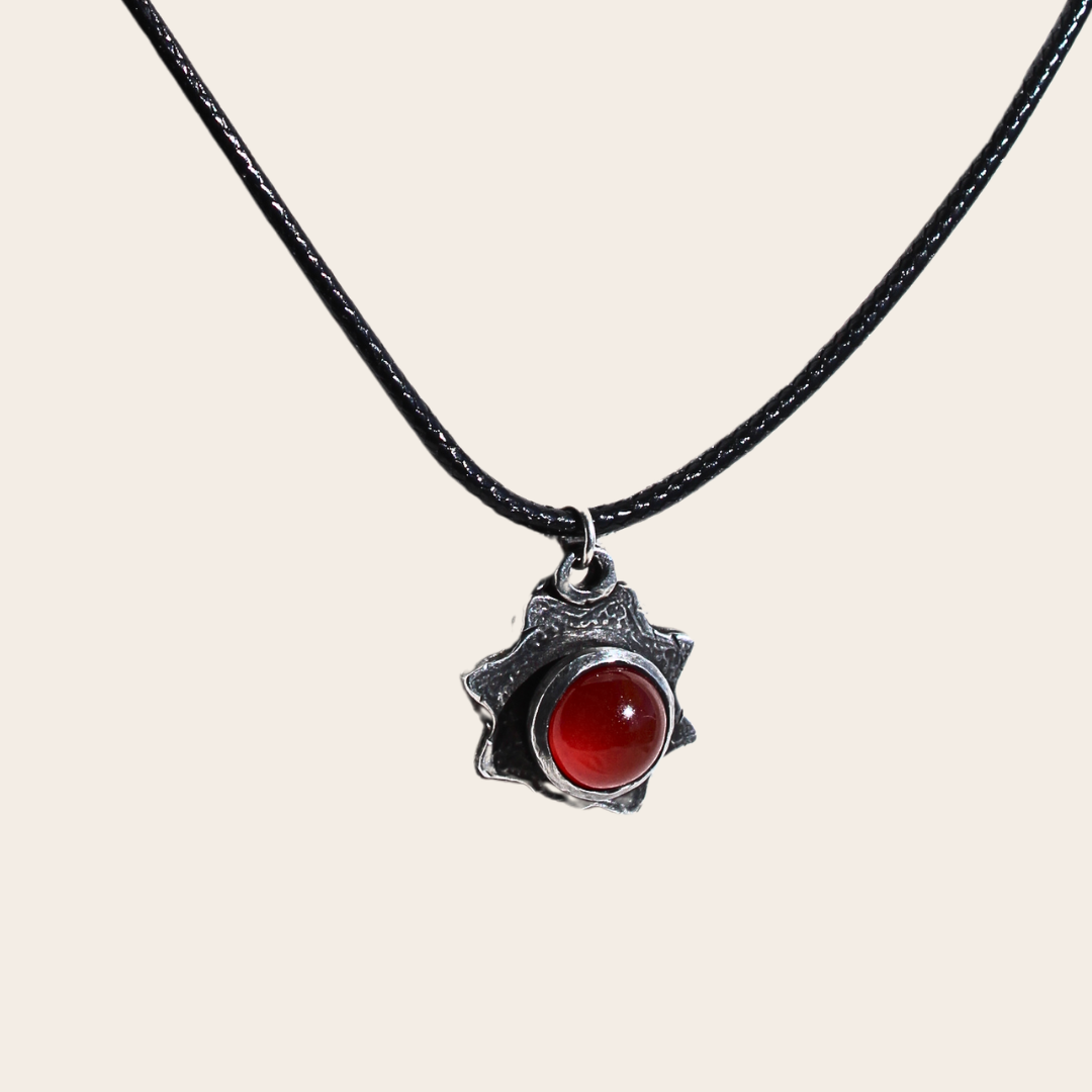 Engraved Octogram Pendant with Carnelian
