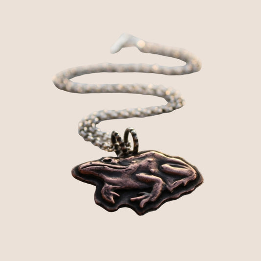 Copper and Silver Frog Charm