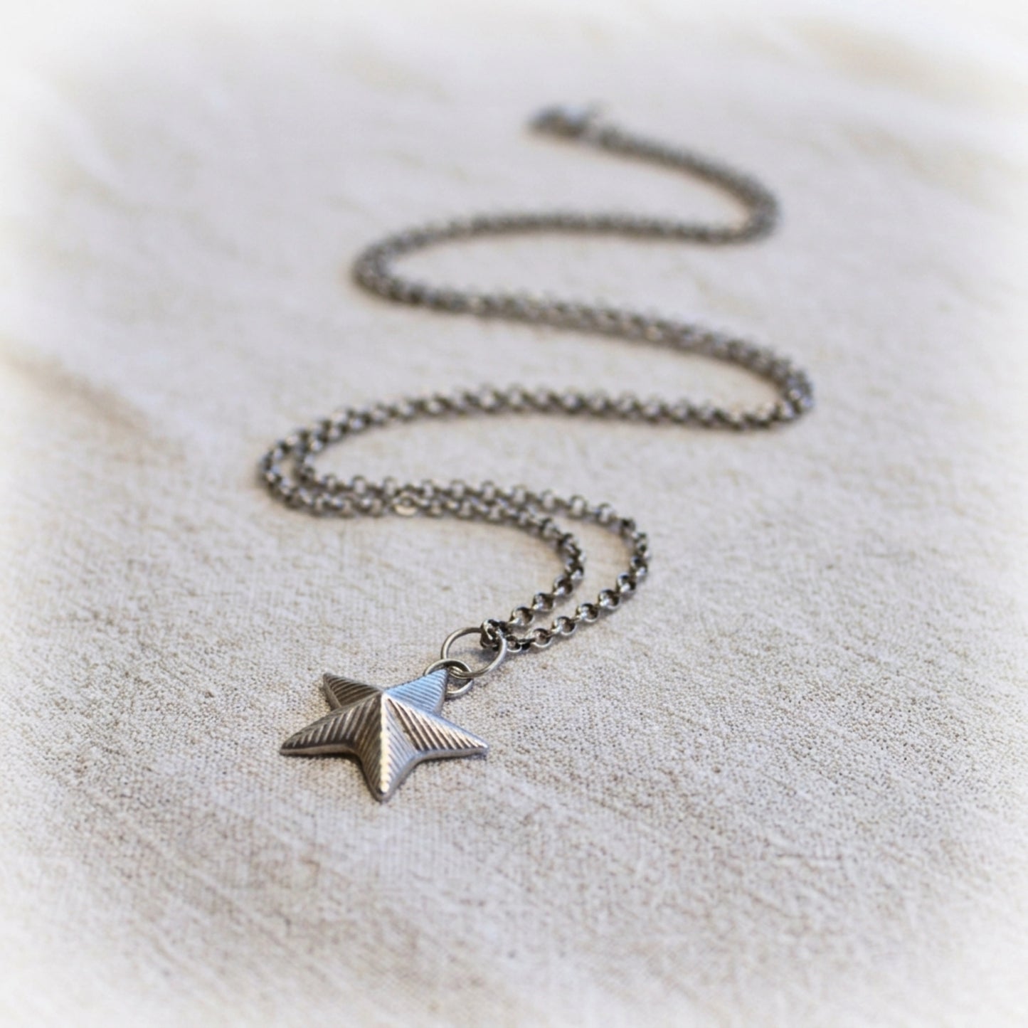 Solid Silver Ridged Star