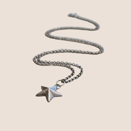 Solid Silver Ridged Star