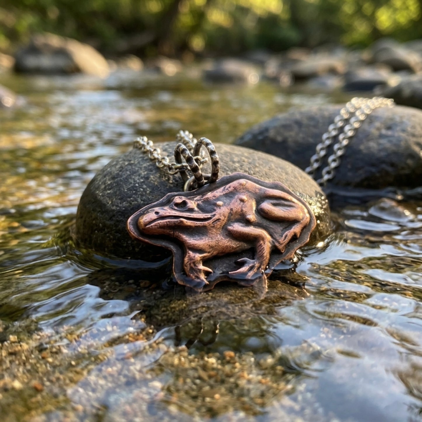 Copper and Silver Frog Charm