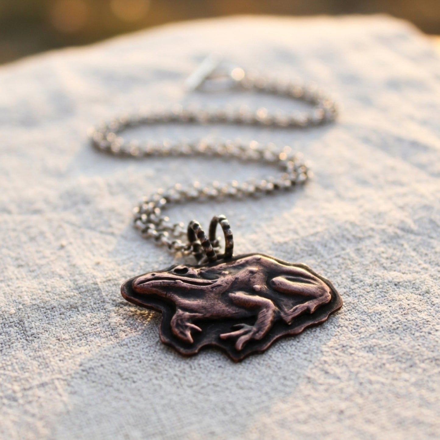 Copper and Silver Frog Charm