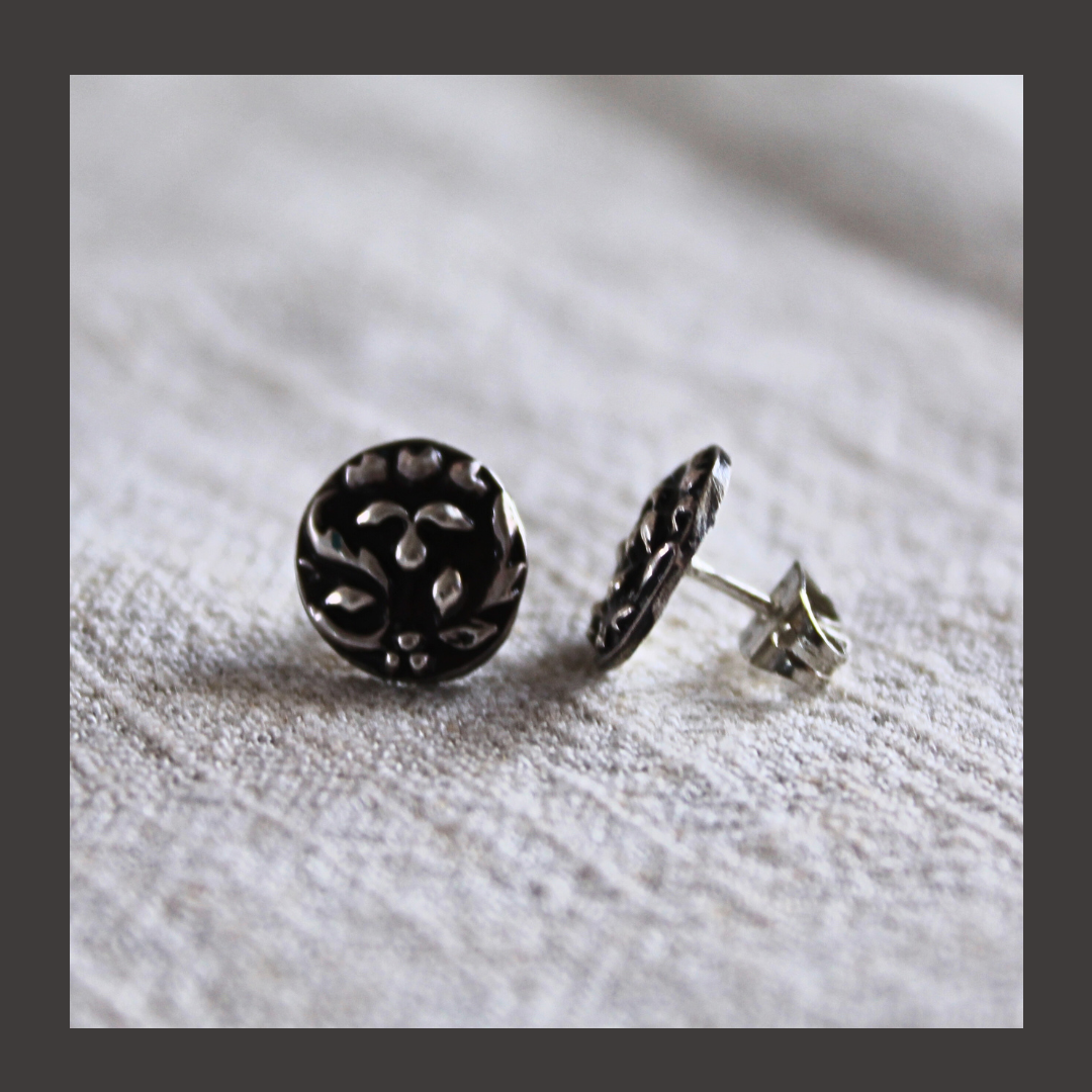 French Bellflower Silver Studs | Art Nouveau Earrings | Reclaimed Sterling Silver
