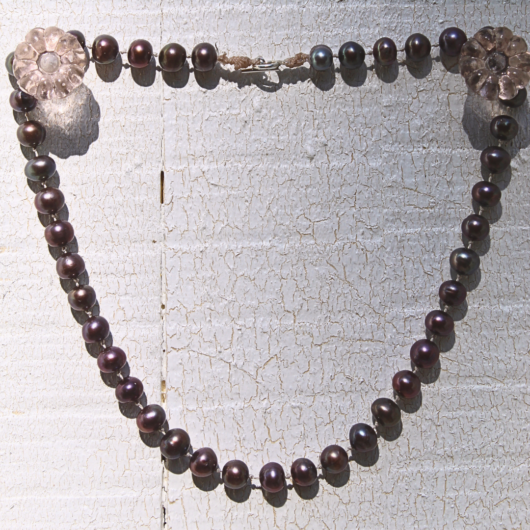 7mm Copper Aura Freshwater Pearl Anchor Necklace