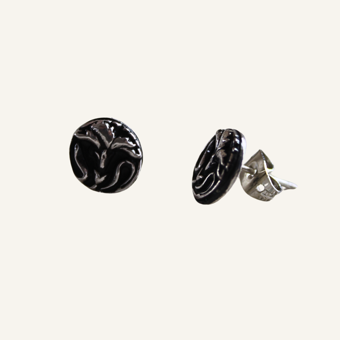 French Iris Silver Studs | Art Nouveau Earrings | Reclaimed Sterling Silver