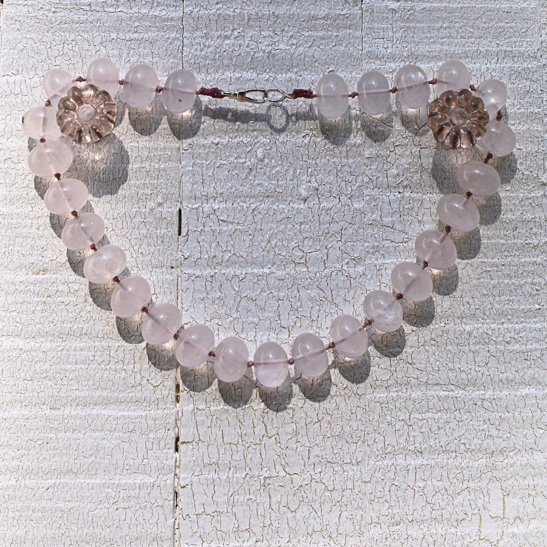 10mm x 15mm Rose Quartz Rondelle Anchor Necklace