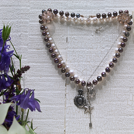 7mm Copper Aura Freshwater Pearl Anchor Necklace