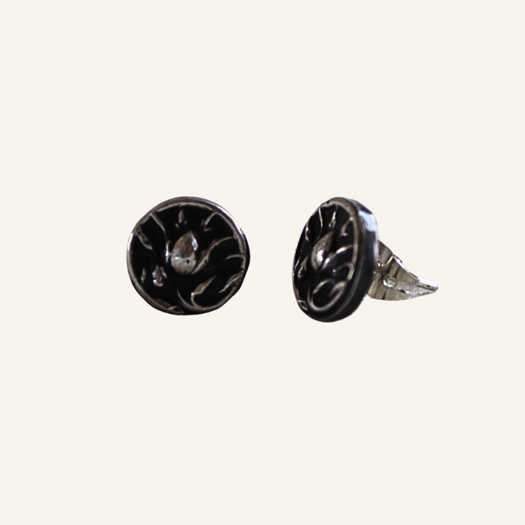 French Thistle Silver Studs | Art Nouveau Earrings | Reclaimed Sterling Silver